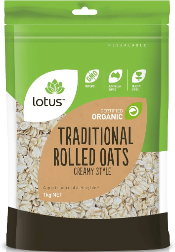 Lotus Organic Traditional Rolled Oats 1kg